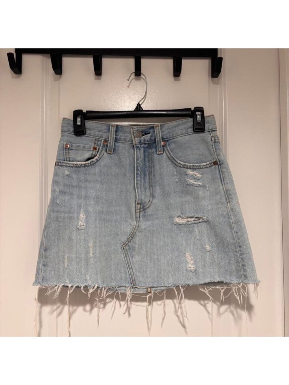 Levi's light wash denim mini skirtSize: 25" Like...